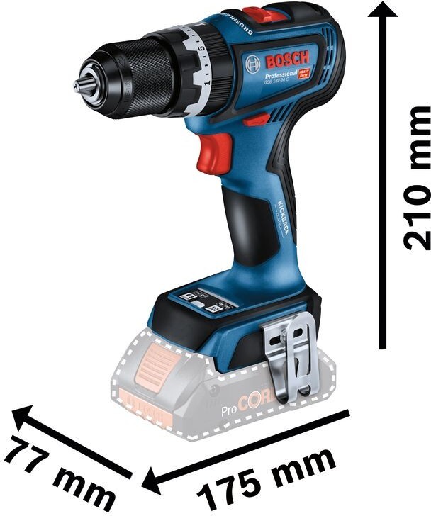 Аккумуляторный ударный шуруповерт Bosch GSB 18V-90 C Professional (06019K6106)