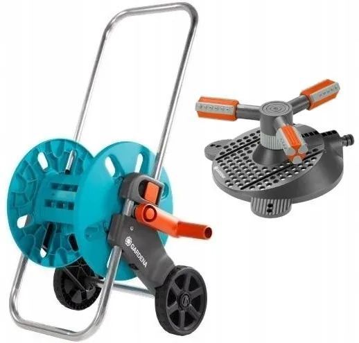 Набор тележка CleverRoll S и дождеватель Mambo Comfort Gardena