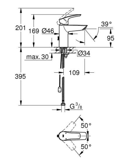Смеситель для раковины с биде Grohe S Eurosmart Chrom 23124003