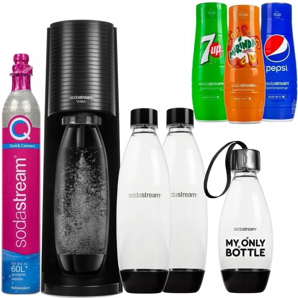 Комплект: Сифон Soda Stream Terra + 3 бутылки+ 3 сиропа