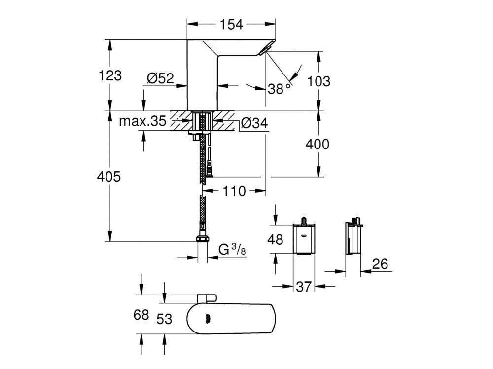 Электронный инфракрасный смеситель для раковины Grohe E 36366002