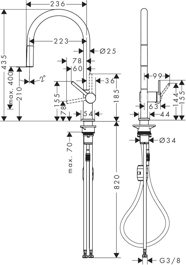 Смеситель для кухни Hansgrohe Talis M54 72802800 сталь черный