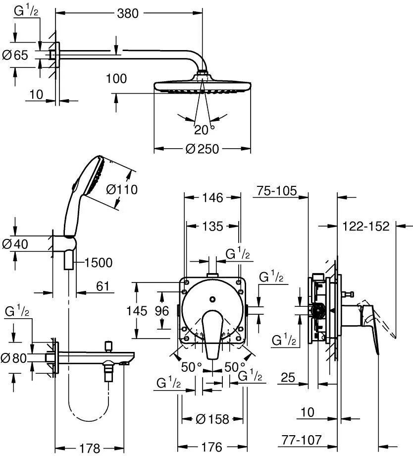 Душевая система Grohe Bauedge 25291000