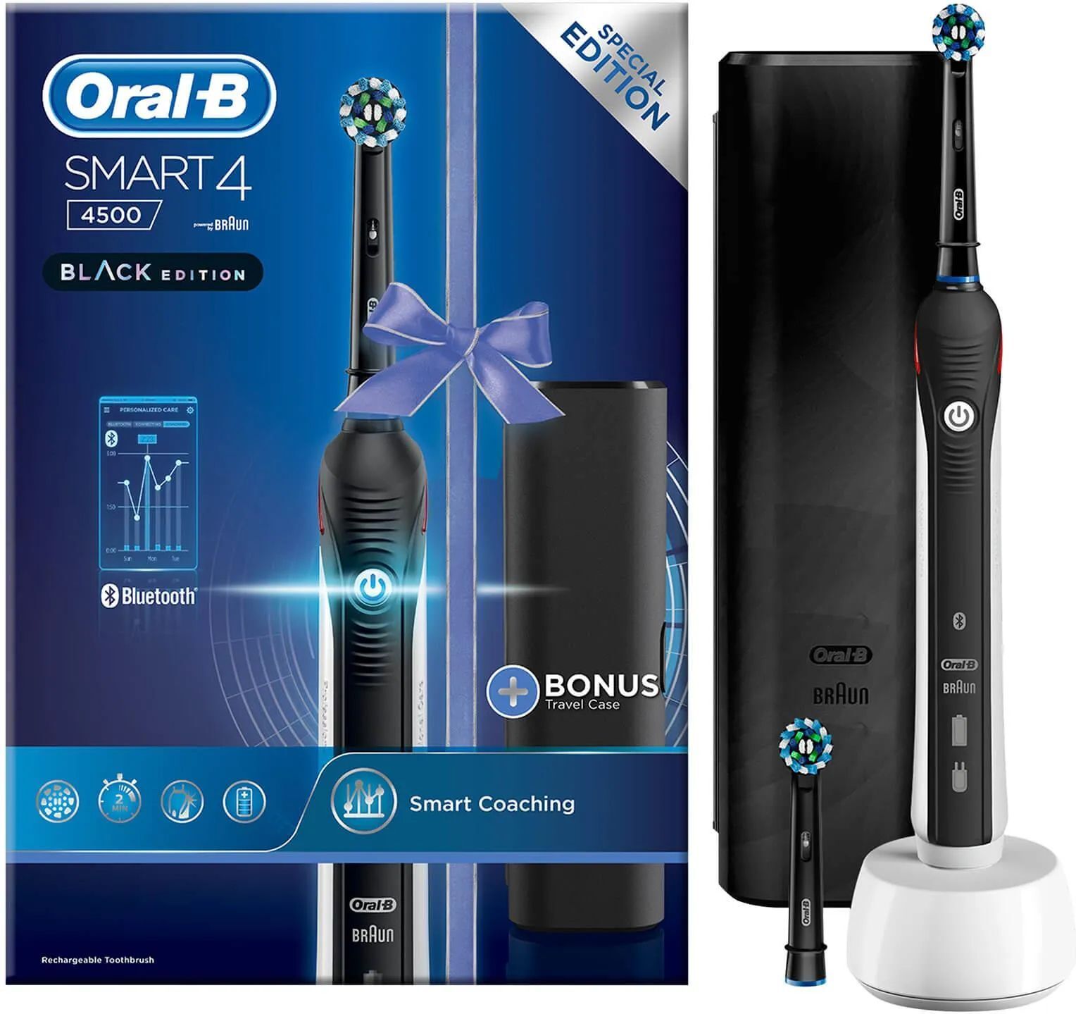 Электрическая зубная щетка Oral-B Smart 4 4500N черная + чехол