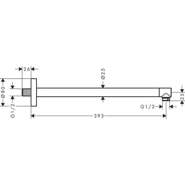 Держатель верхнего душа Hansgrohe Shower Arm S 39cm 24357000 хром