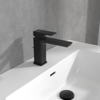 Смеситель для раковины Villeroy&Boch Subway 3.0 с пробкой матовый черный (TVW112002000K5)