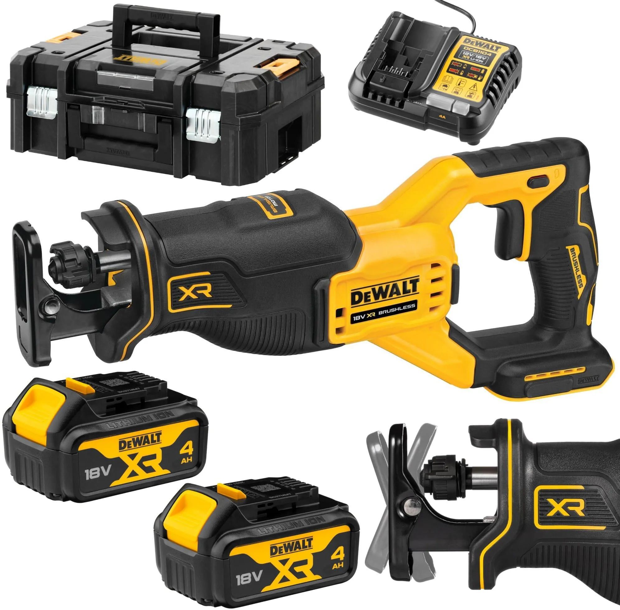Аккумуляторная сабельная пила DeWalt DCS382M2, 18V, 2x4Ач, в кейсе