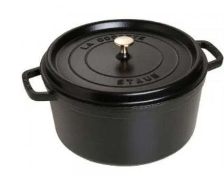 Чугунная круглая кастрюля Staub Cocotte 30 см, чёрная 405098630