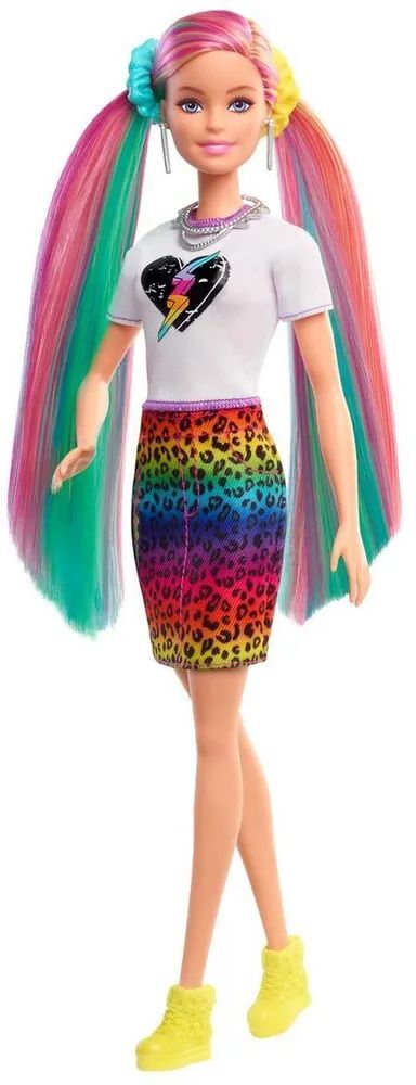 Кукла Barbie с разноцветными волосами GRN81 розовый