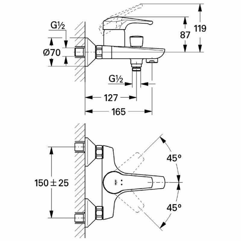 Комплект смесителей Grohe Eurosmart New 33265002+33300002