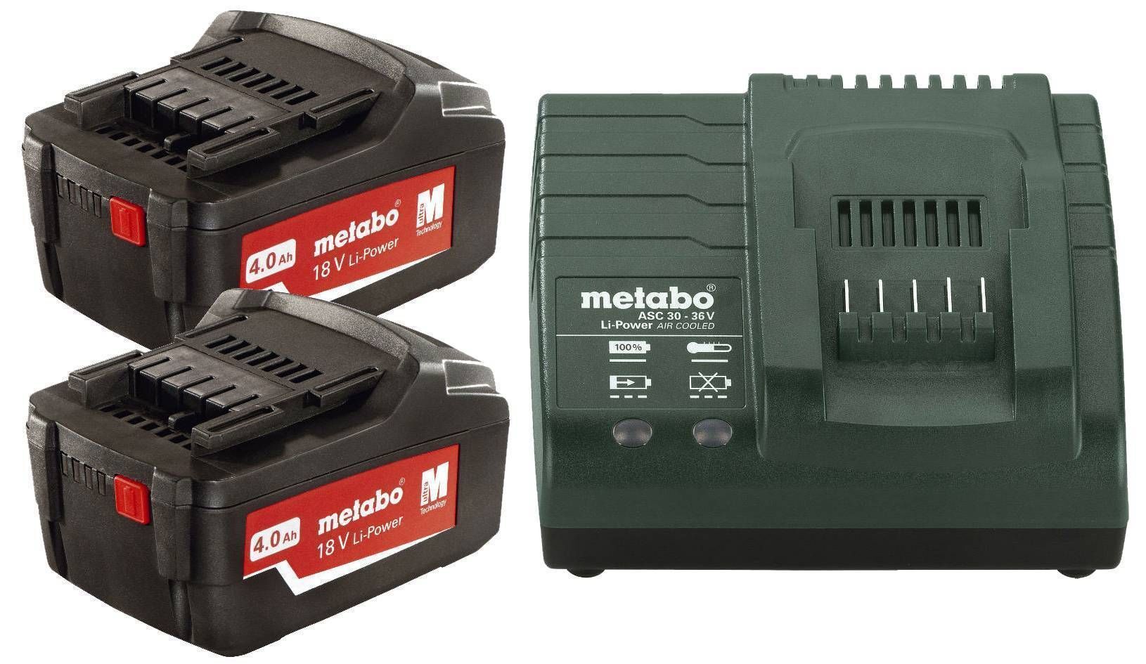 Аккумуляторы 2 шт. (4 А*ч; 18 В; Li-Ion) и ЗУ ASC 30-36 Basic-Set Metabo 685050000