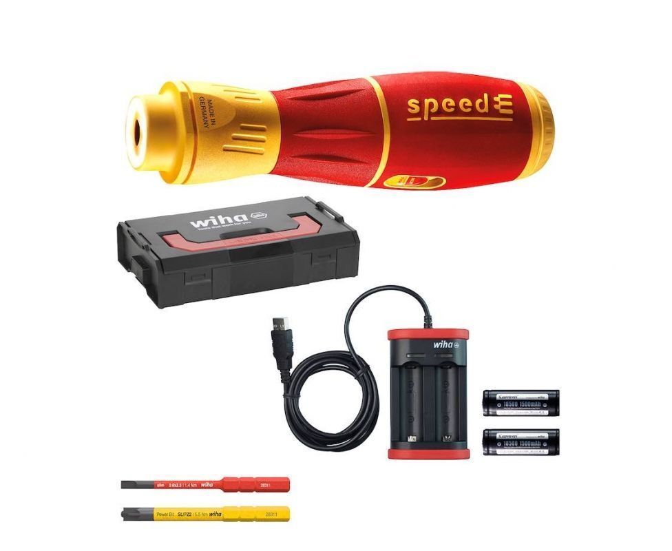 Электрическая отвертка speedE II с битами slimBit WIHA 44318