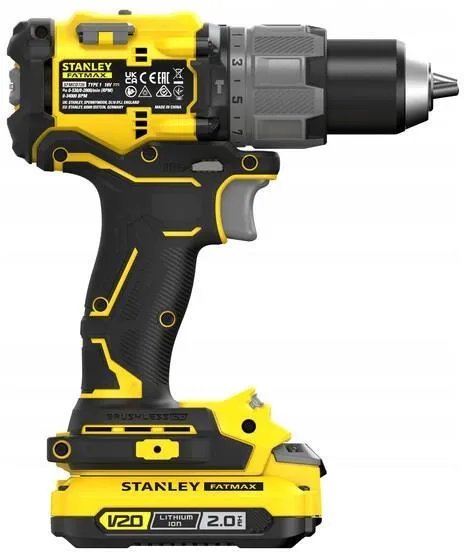 Аккумуляторная дрель-шуруповёрт Stanley FATMAX V20 SFMCD726D2KQW 18 В, 2×2,0 А·ч АКБ, ЗУ, кейс
