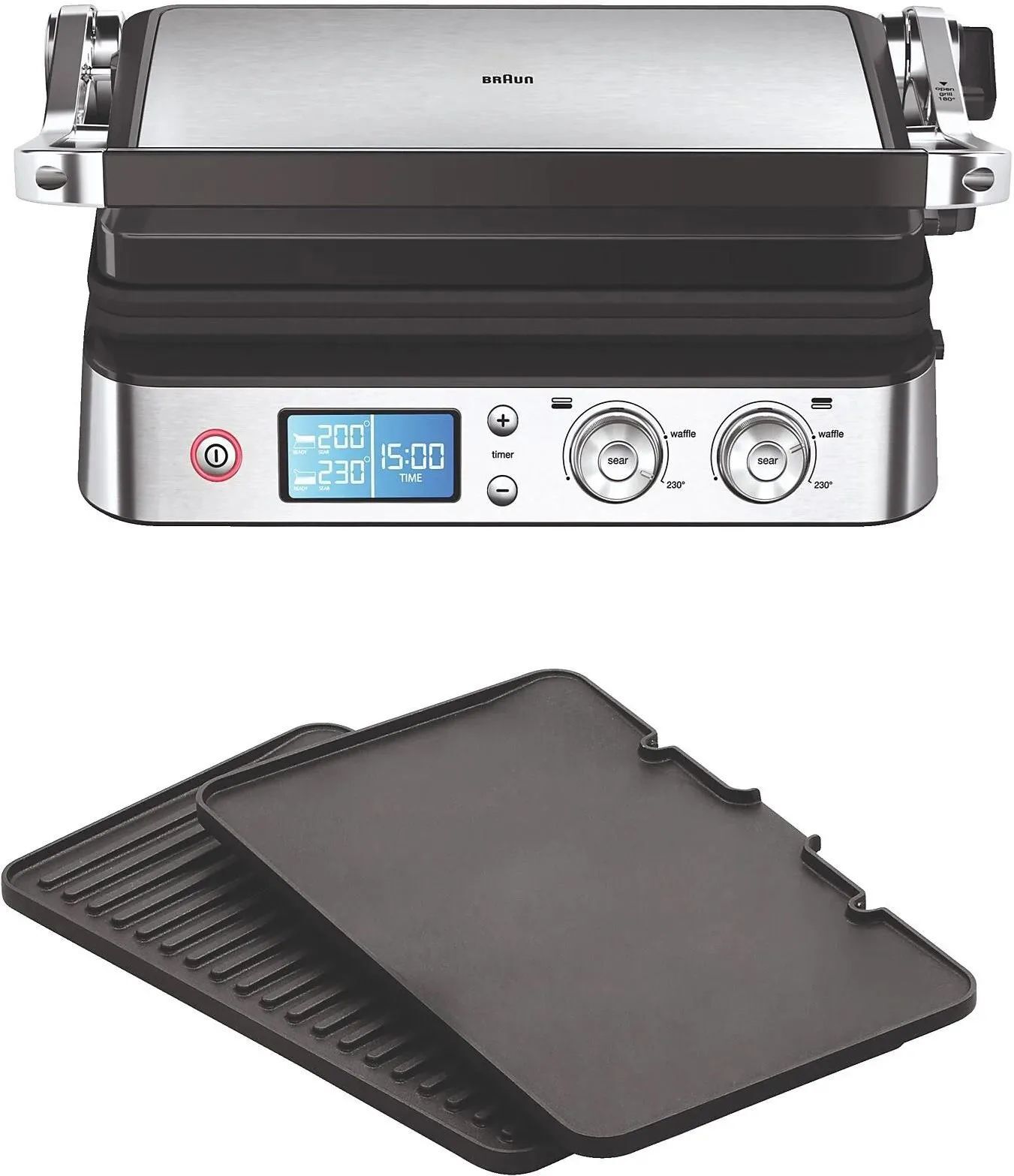 Контакт гриль BRAUN MultiGrill 9 CG9040 серебро-черный