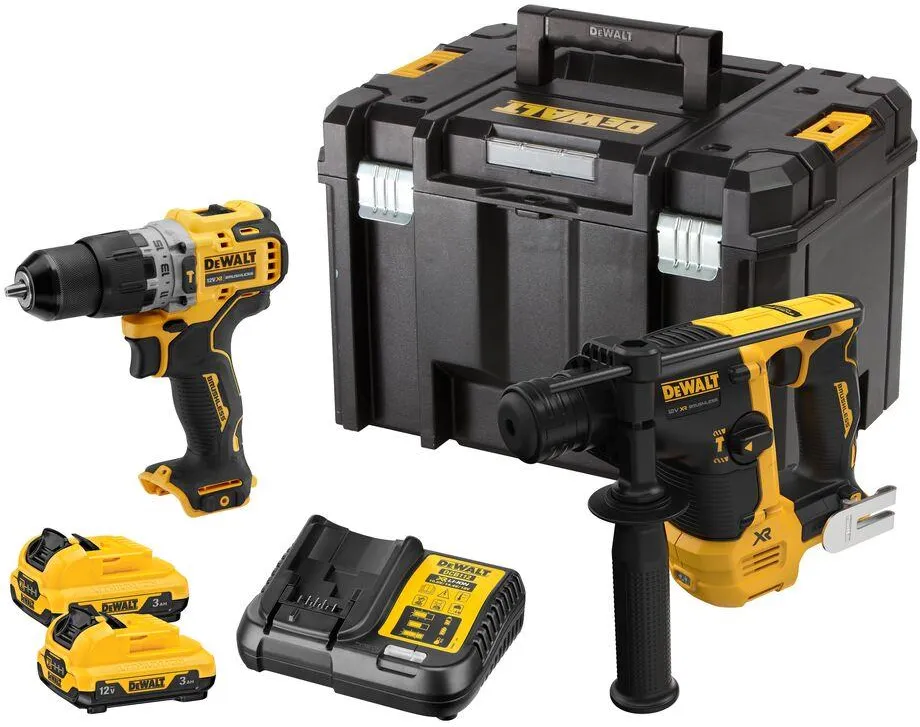 Набор из 2-х аккумуляторных инструментов (перфоратор и шуруповерт) DeWalt DCK2102L2T-QW, с 2 АКБ (3.0 Ач), ЗУ и кейсом TSTAK