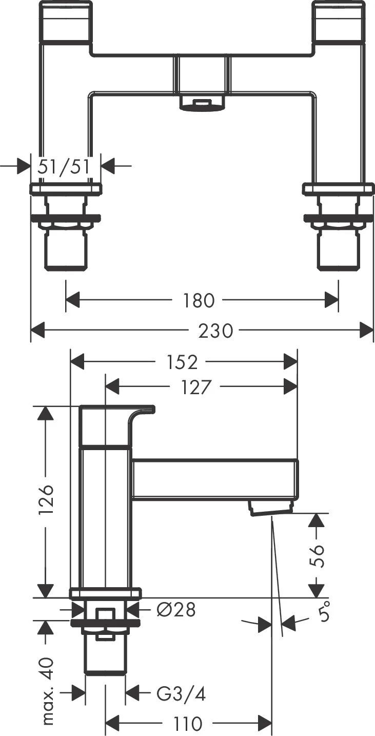 Смеситель для ванны Hansgrohe Vernis Shape 71452670 Черный Матовый
