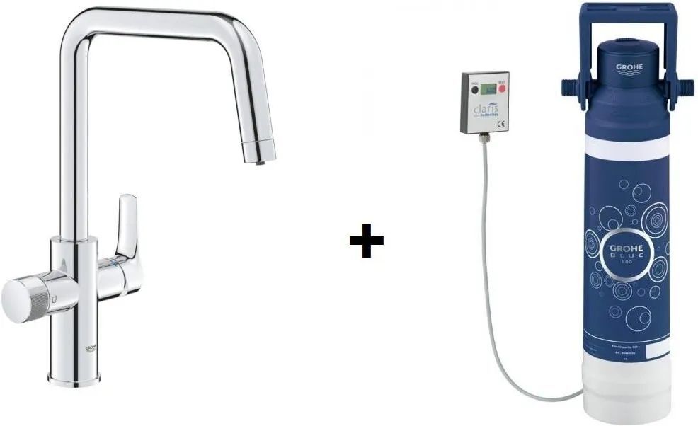 Смеситель для кухни с фильтром Grohe Blue Pure Eurosmart Chrome Blue с головкой 3058300+40438001