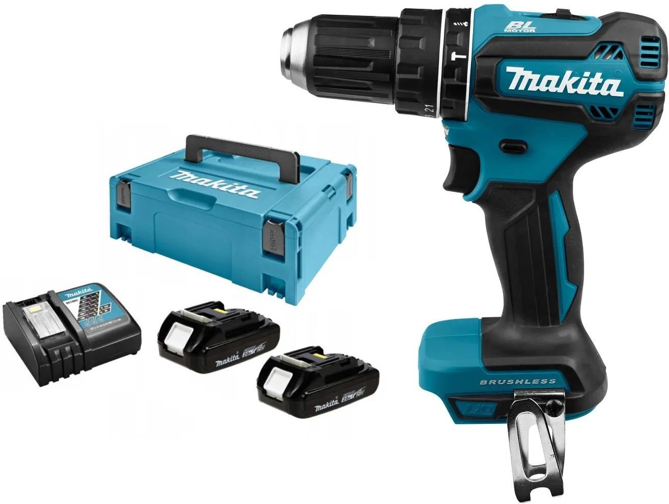 Ударная дрель Makita DHP485RAJ 18V с АКБ 2x2,0 Ah и ЗУ