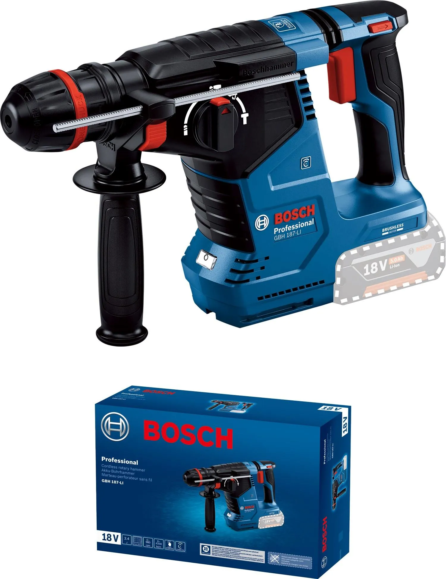 Аккумуляторный перфоратор Bosch GBH 187-LI Professional 0611923120