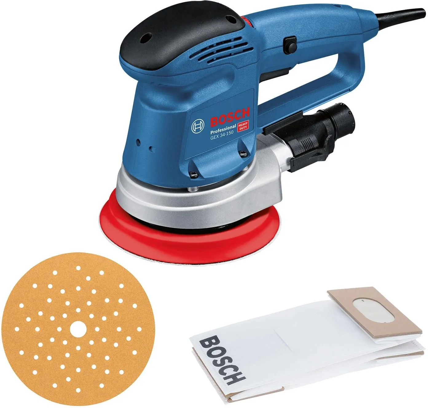 Эксцентриковая шлифовальная машина сетевая Bosch GEX 34-150 Professional 0601372800