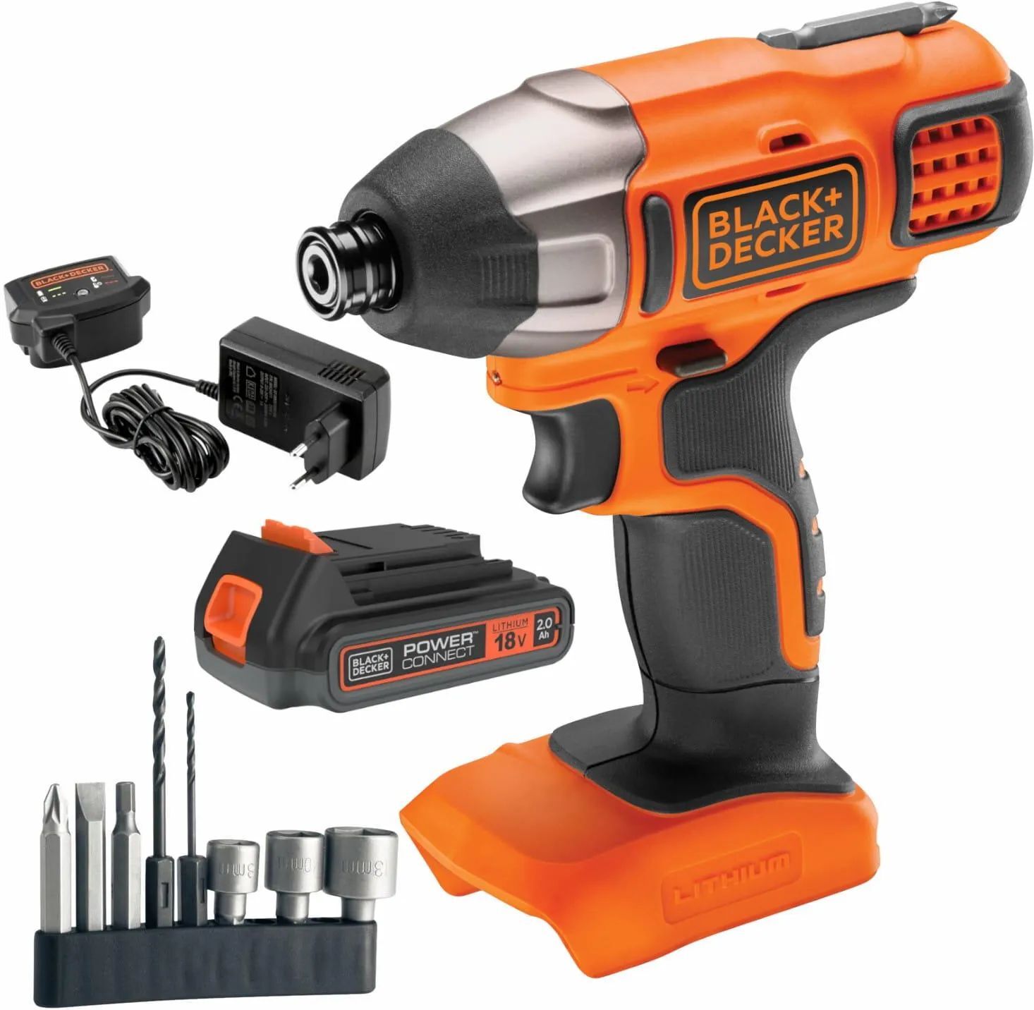 Аккумуляторный ударный шуруповерт BLACK+DECKER BDCIM18D1A