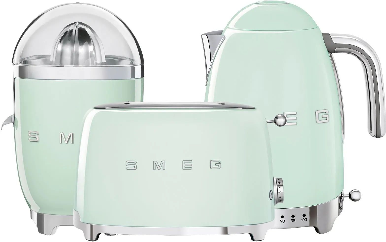 Набор тостер+чайник+соковыжималка Smeg TSF01PGEU