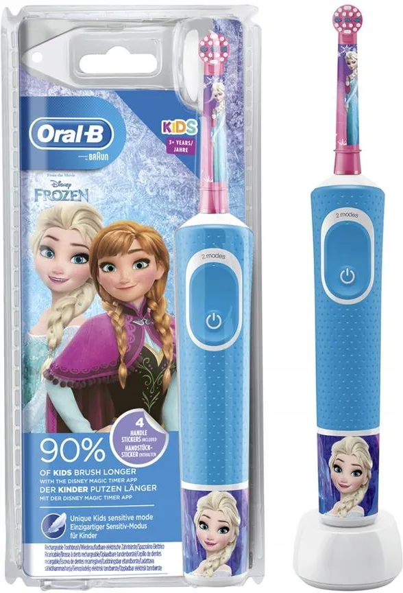 Детская электрическая зубная щётка Oral-B Vitality 100 Frozen, 4 насадки Kids Color, футляр