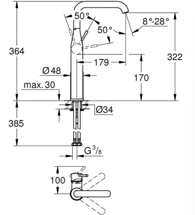 Смеситель Grohe Essence XL Hard Graphite (24170A01)