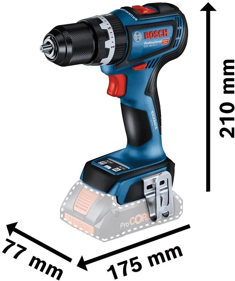 Аккумуляторная ударная дрель-шуруповерт Bosch GSB 18V-90 C Professional 06019K6100