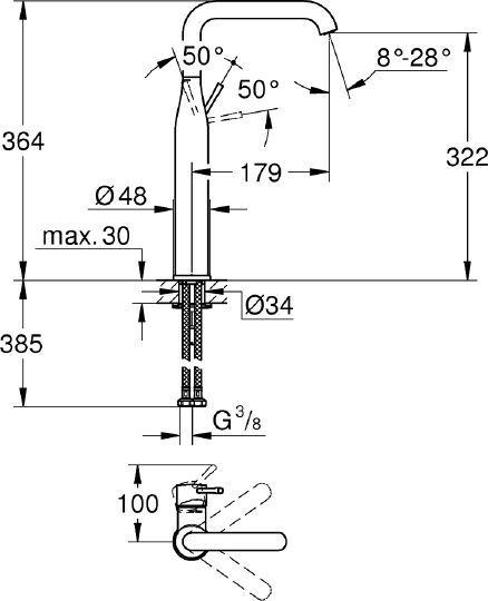 Смеситель для раковины Grohe Essence New Hard Graphite 32901A01