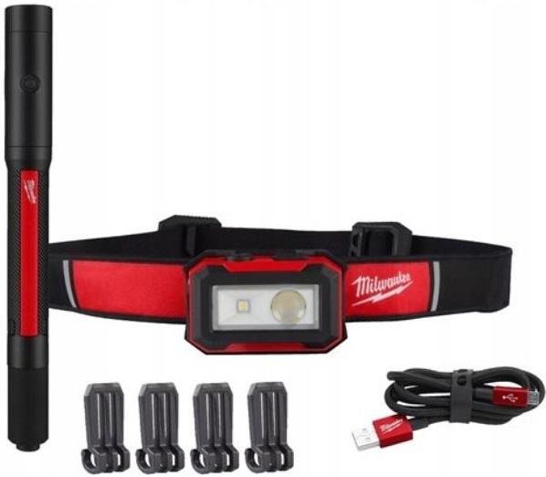 Набор аккумуляторных фонарей Milwaukee L4 FMHLLED-302 с USB-кабелем 4933492105 2х3,0 Ач с АКБ и ЗУ