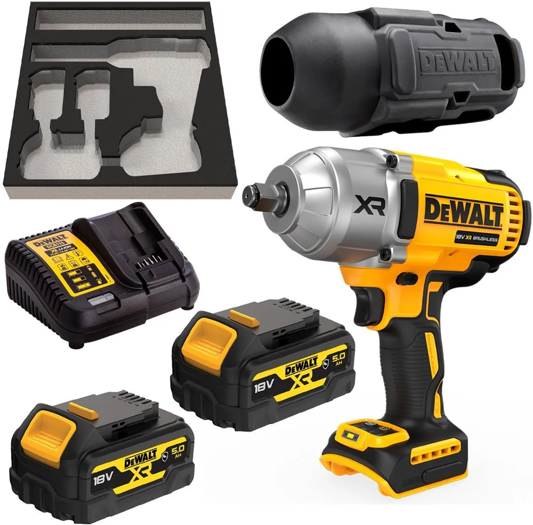 Аккумуляторный гайковерт DeWalt (DCF900P2G-QW), с 2 АКБ 5 Ач и ЗУ, в кейсе