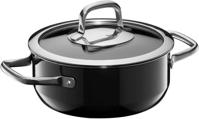 Низкая кастрюля с крышкой WMF Fusiontec Compact Black 24 см, черный 515675290