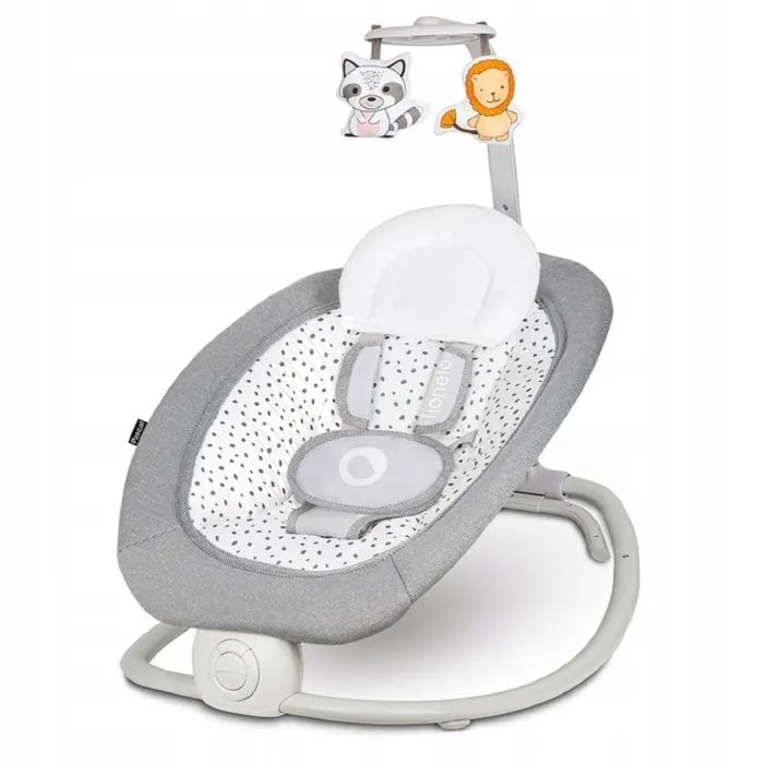 Детский шезлонг качалка для новорожденных Lionelo Pascal Grey Dove