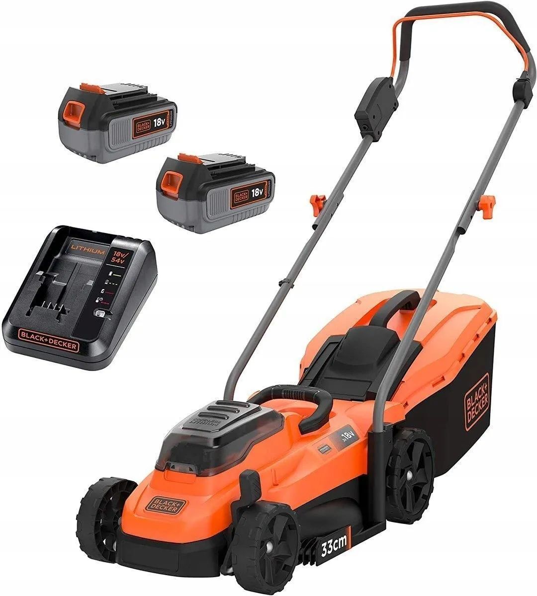 Газонокосилка аккумуляторная Black&Decker BCMW3318L2-QW 2х2.5 Ah 18 V с ЗУ
