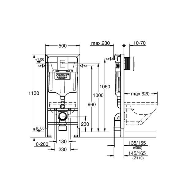 Скрытая рама для подвесного унитаза Grohe 38775001