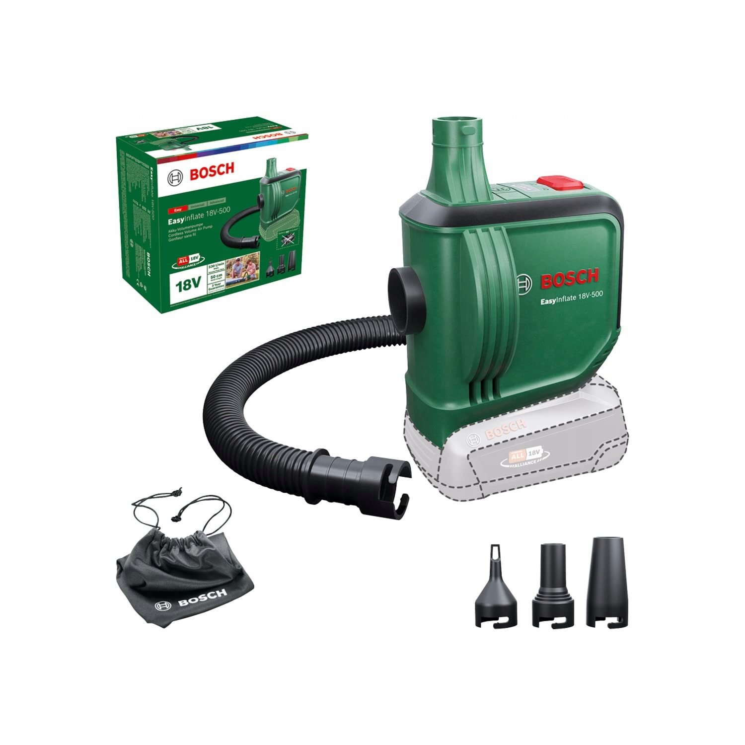 Аккумуляторный воздушный насос Bosch EasyInflate 18V-500 без АКБ и ЗУ