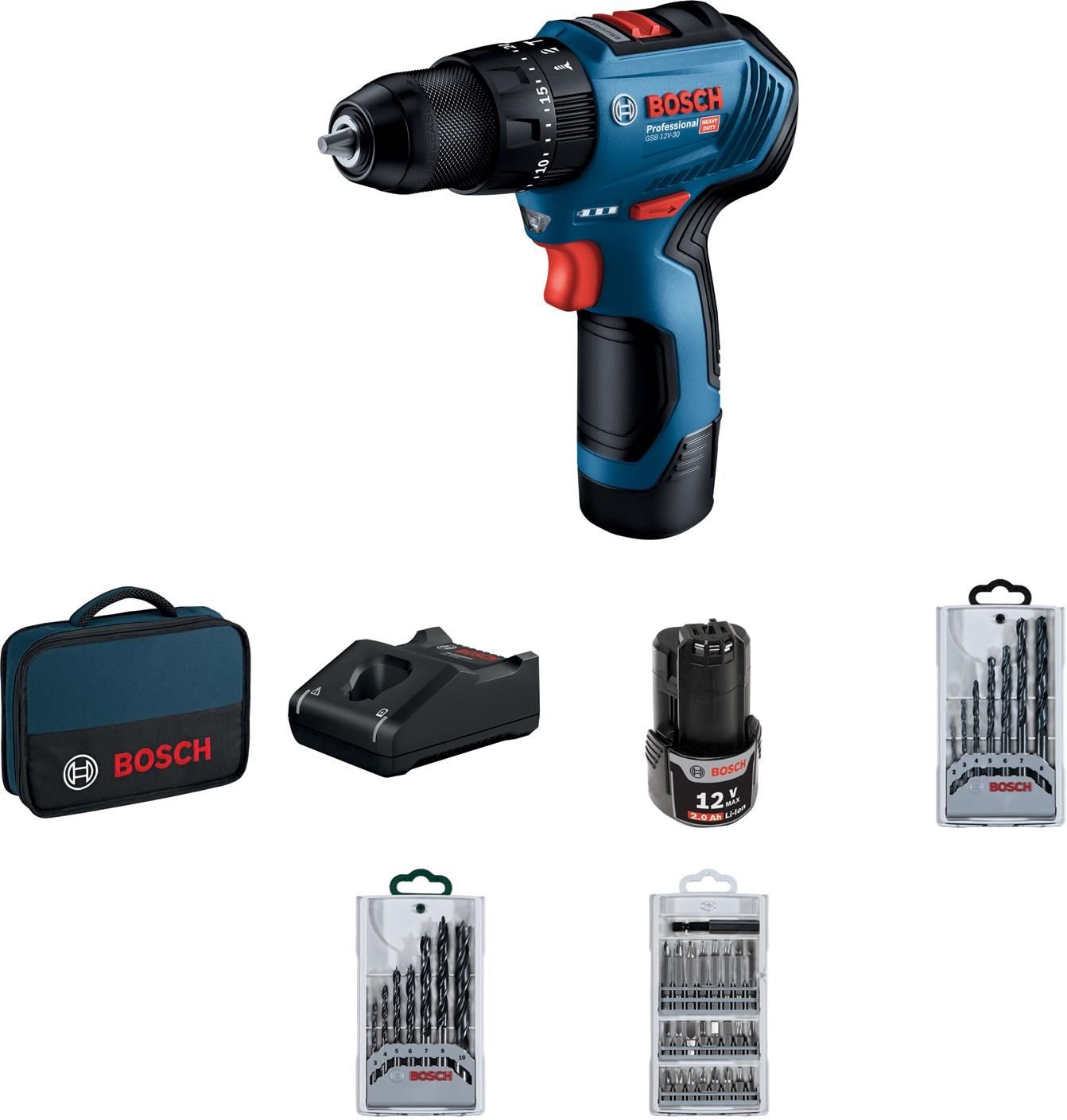 Аккумуляторная ударная дрель-шуруповерт Bosch GSB 12V-30 06019G9101