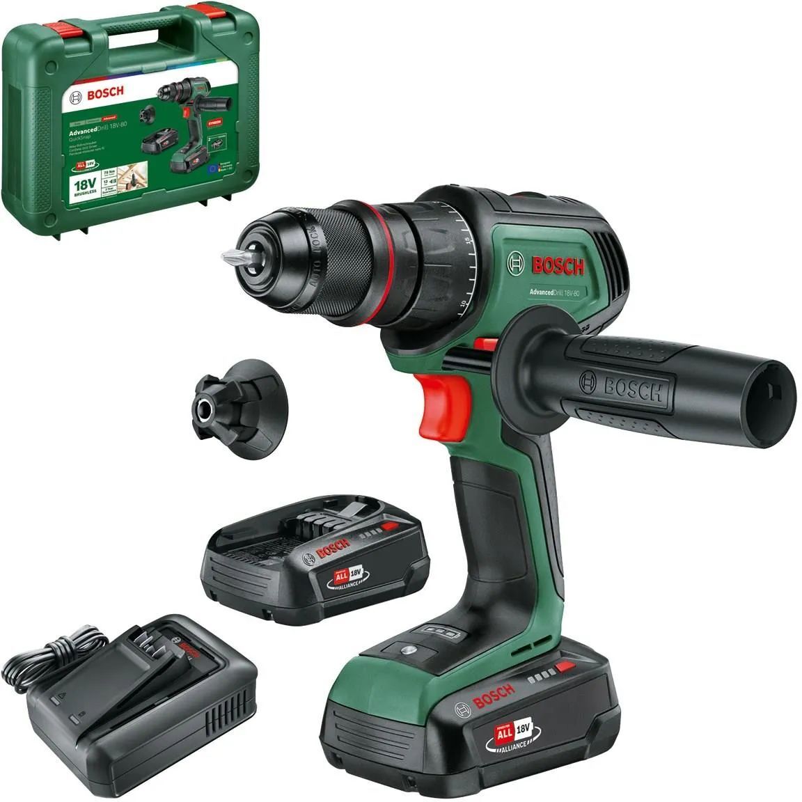 Аккумуляторная дрель-шуруповёрт Bosch AdvancedDrill 18V-80 QuickSnap (06039E2002)