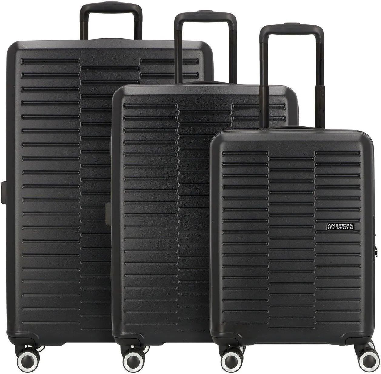 American Tourister VISBY 3 PC SET комплект чемоданов, черные, пластиковые