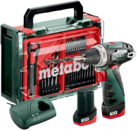 Аккумуляторная дрель-шуруповёрт Metabo PowerMaxx BS Basic Set 12 В, 2×2,0 А·ч Li-Power АКБ, ЗУ, мобильный рабочий центр