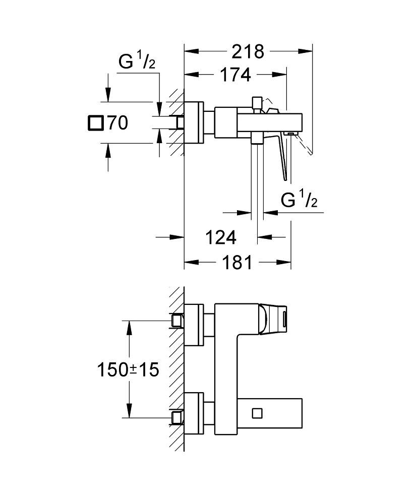 Смеситель Grohe Eurocube нержавеющая сталь 23140Dc0