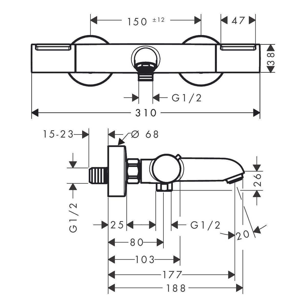 Смеситель для ванны Hansgrohe Ecostat 13347000