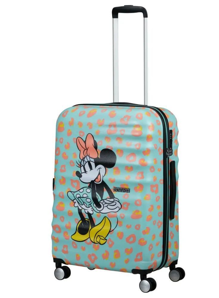 Чемодан American Tourister Disney Wavebreaker 67 см, 64 л, Minnie Pastel Dots