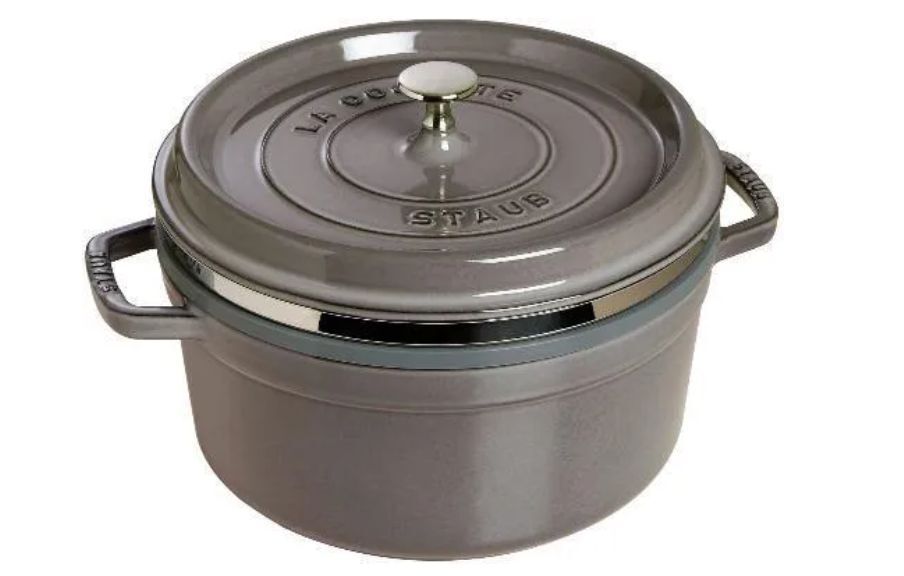 Круглая жаровня Staub с пароваркой 26 см, серая 40510-605-0