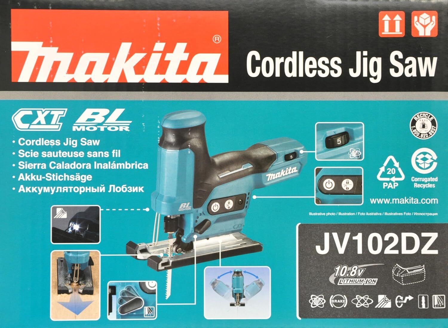 Пила лобзиковая Makita JV102DZ 12V CXT без АКБ и ЗУ