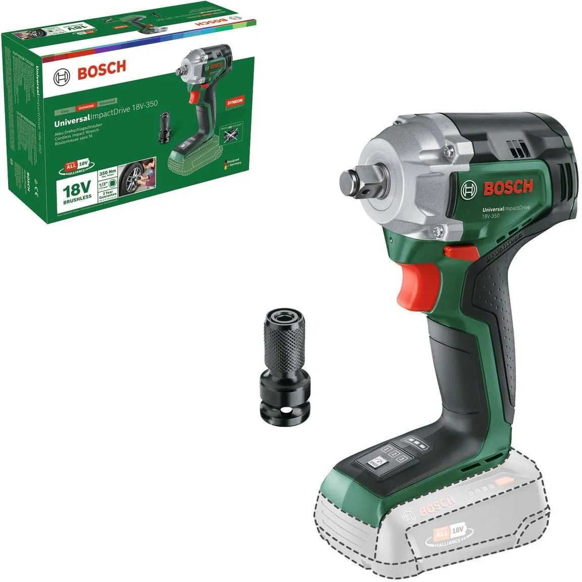Аккумуляторный ударный гайковёрт Bosch UniversalImpactDrive 18V-350 (0603980304)