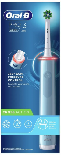Электрическая зубная щётка Oral-B Pro 3 3000 CrossAction, с зарядной станцией