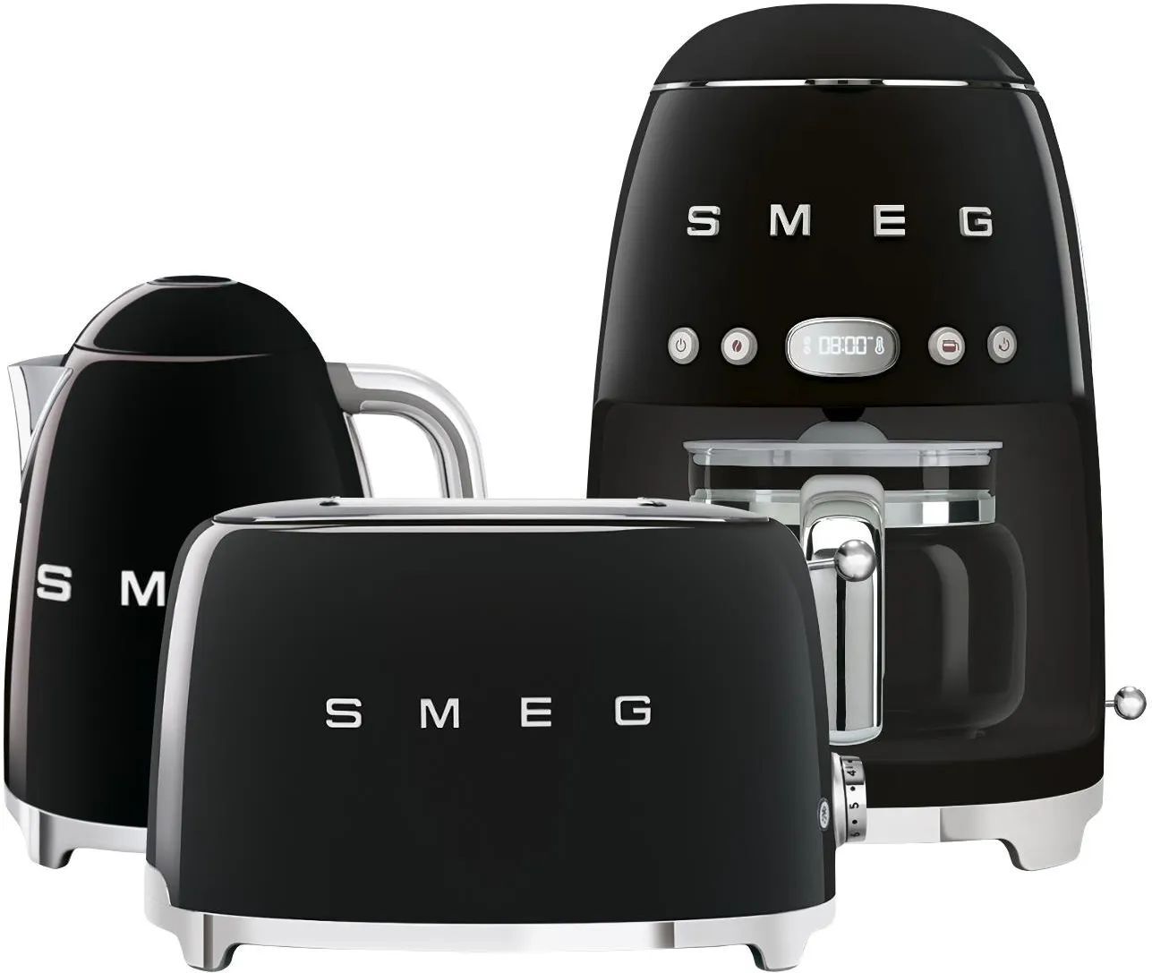 Набор чайник+тостер+соковыжималка Smeg DCF02BLEU чёрный