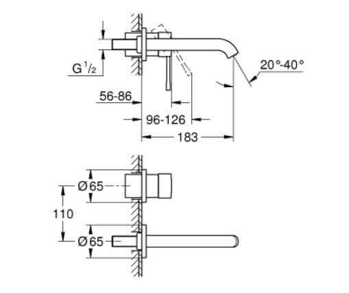 Однорычажный настенный смеситель Grohe Essence Hard Graphite 29192A01